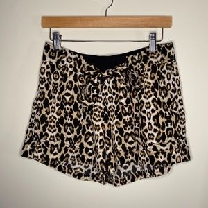 Leopard Print Elastic Waist Shorts